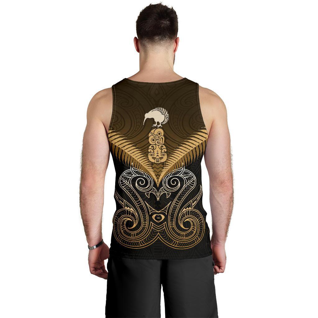 Maori Manaia New Zealand Men Tank Top Gold - Vibe Hoodie Shop