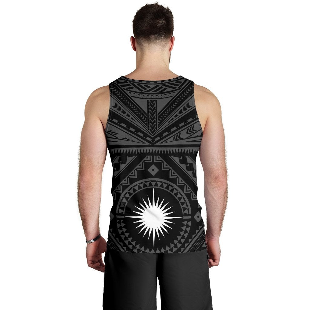 Marshall Personalised Men's Tank Top - Marshall Seal With Polynesian Tattoo Style (Black) - Vibe Hoodie Shop