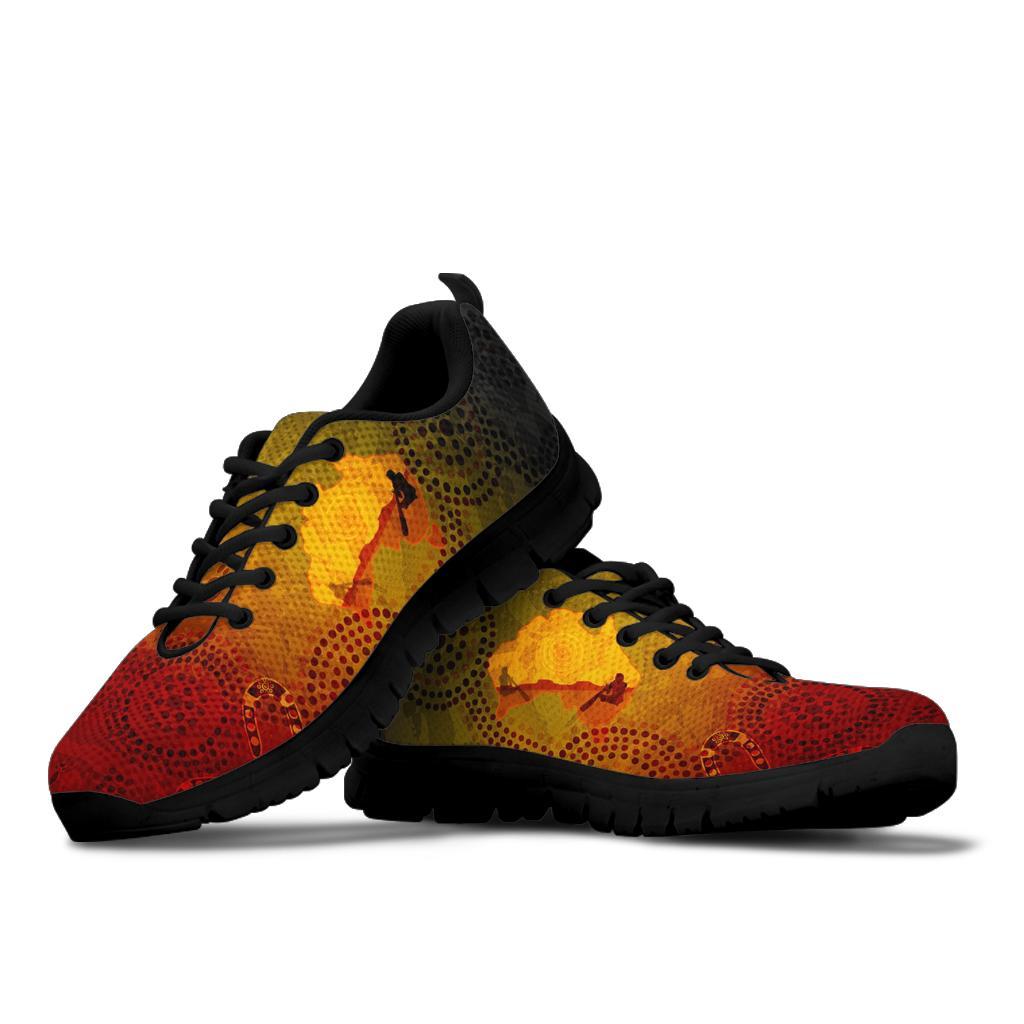 Aboriginal Sneakers, Australian Map with Indigenous Color - Vibe Hoodie Shop