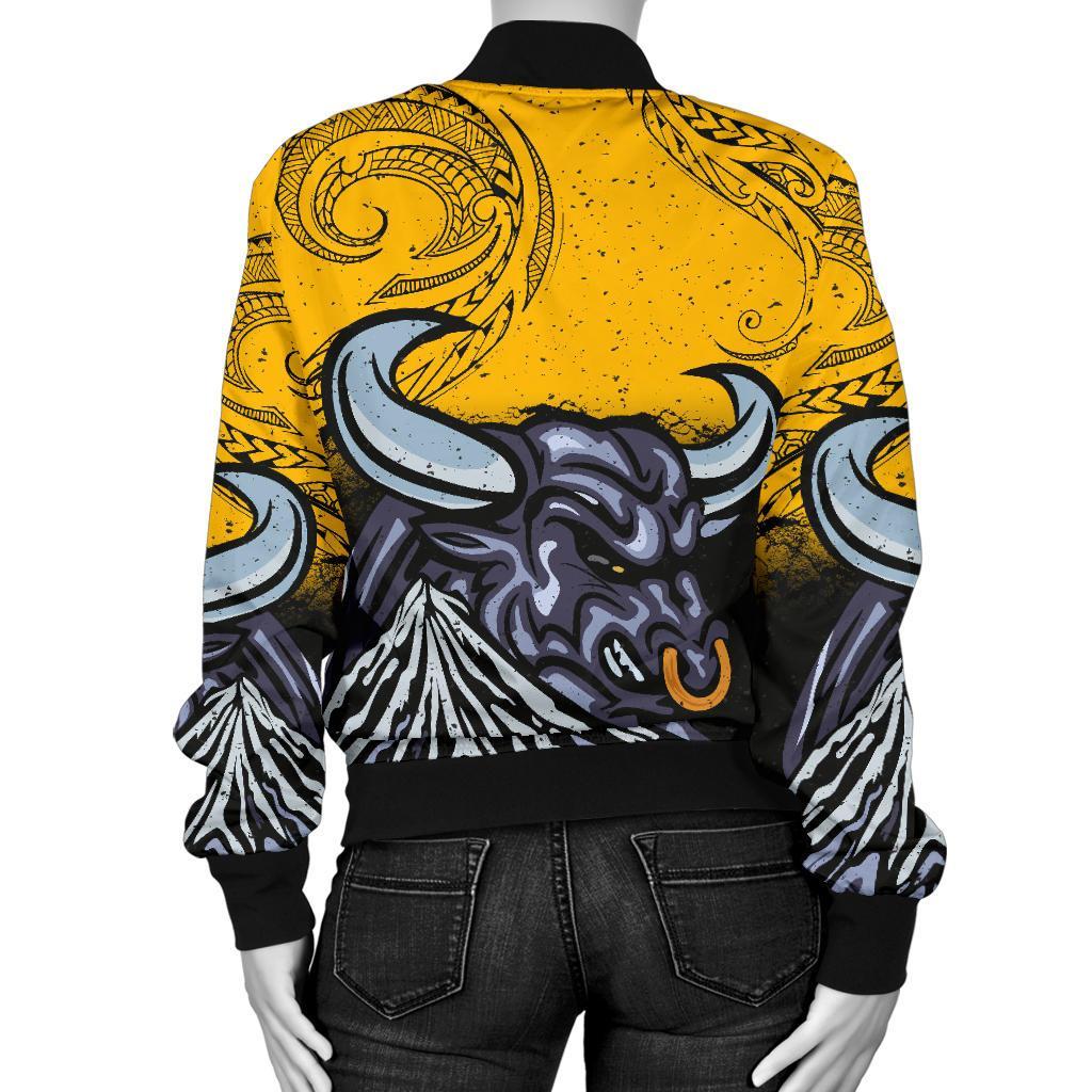 New Zealand Maori Women Bomber Jacket Taranaki Bull - Vibe Hoodie Shop