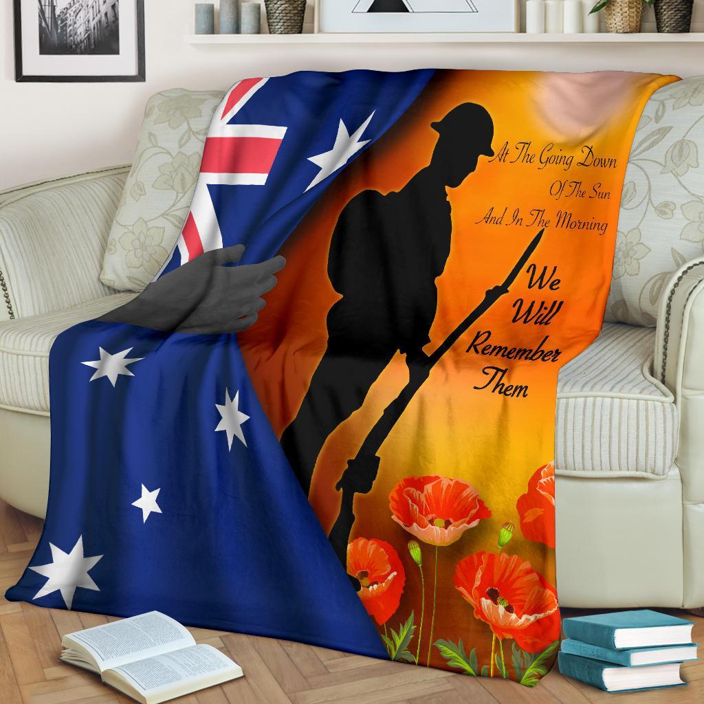 ANZAC Premium Blanket - We Will Remember Them Ver02 - Vibe Hoodie Shop