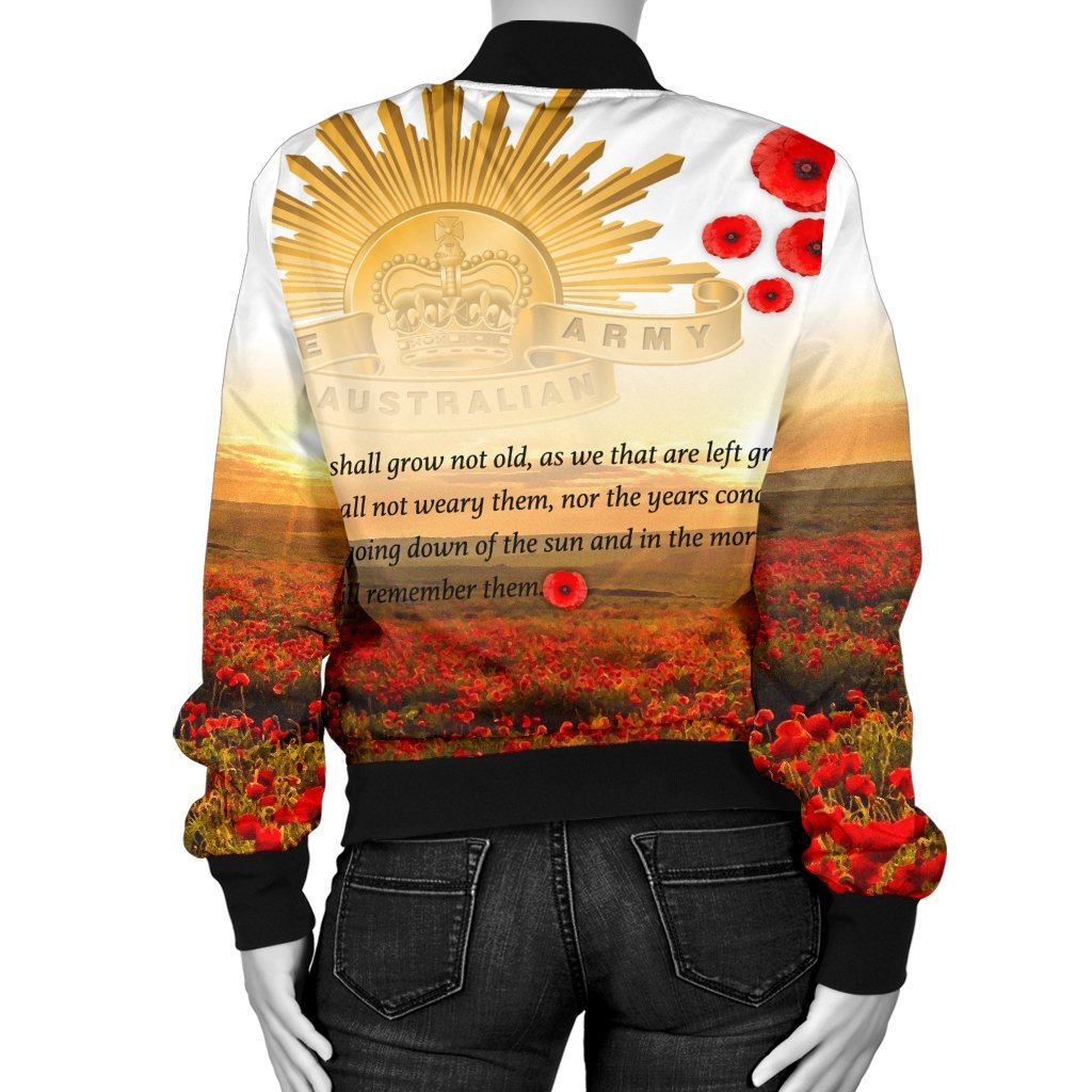 Custom ANZAC Day 2021 Women's Bomber Jacket - We Will Remember Them - Vibe Hoodie Shop