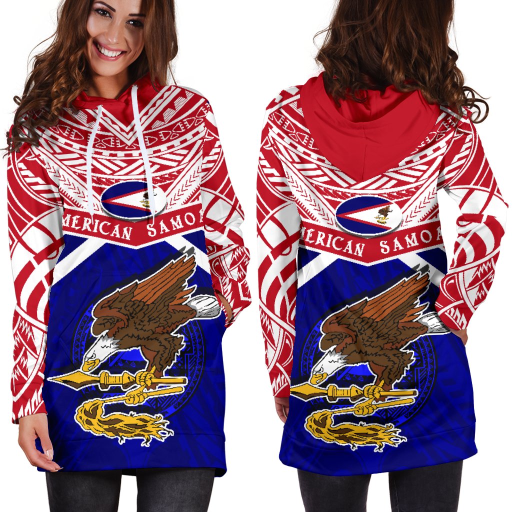 American Samoa Rugby Women Hoodie Dress Eagle Flag - Vibe Hoodie Shop