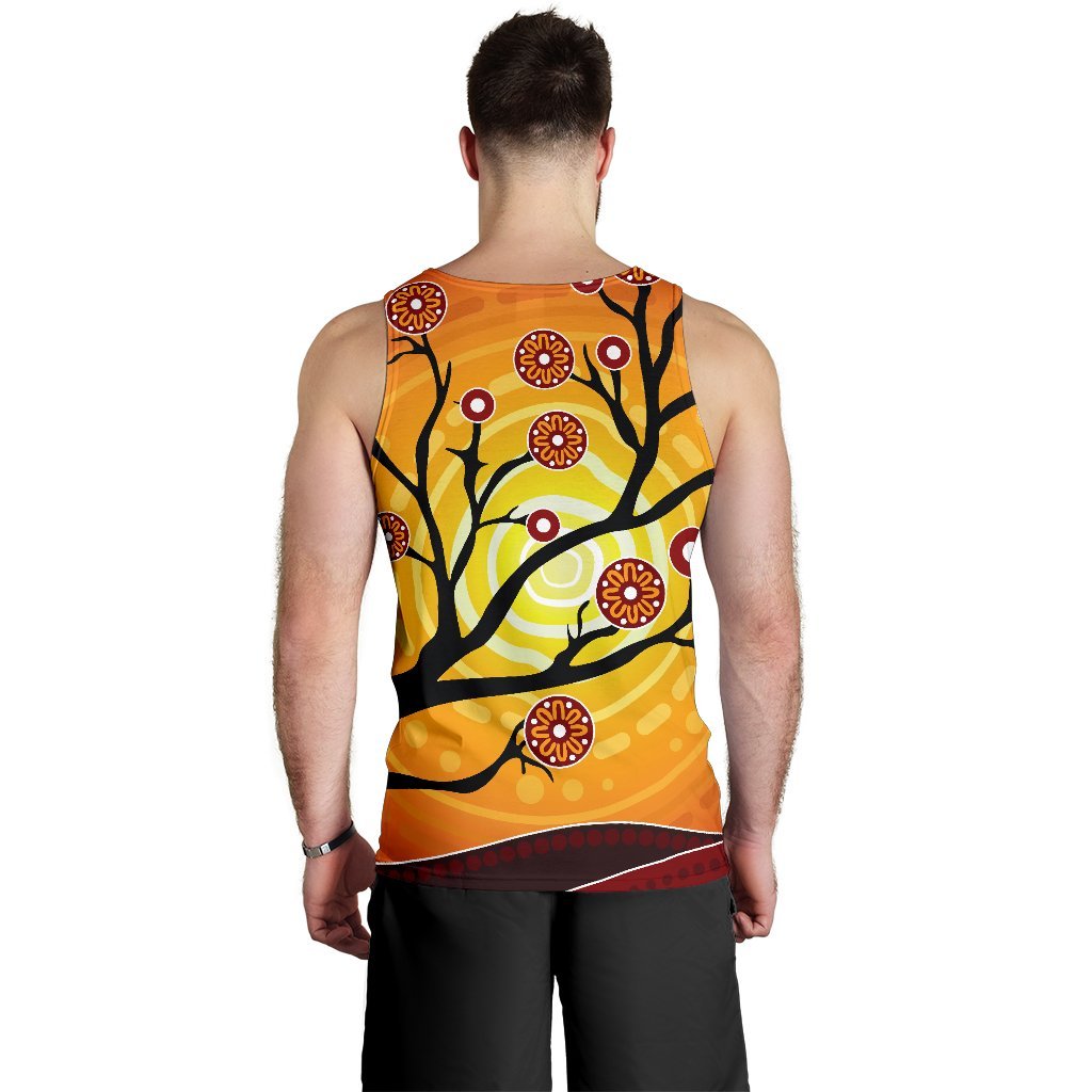 Aboriginal Men's Tank Top - Tree In Spring Season - Vibe Hoodie Shop