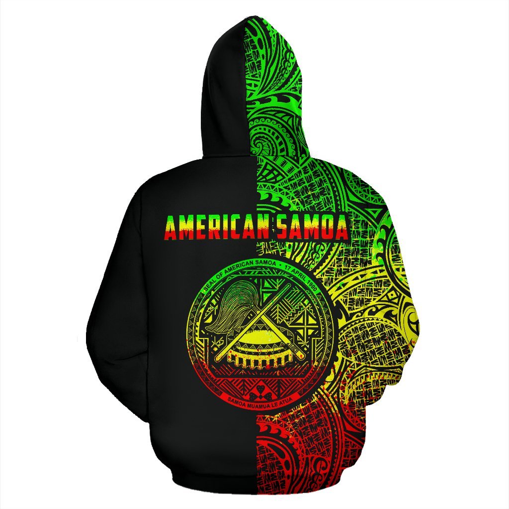 American Samoa Hoodie Coat Of Arms - Half Style (Zip) - Vibe Hoodie Shop