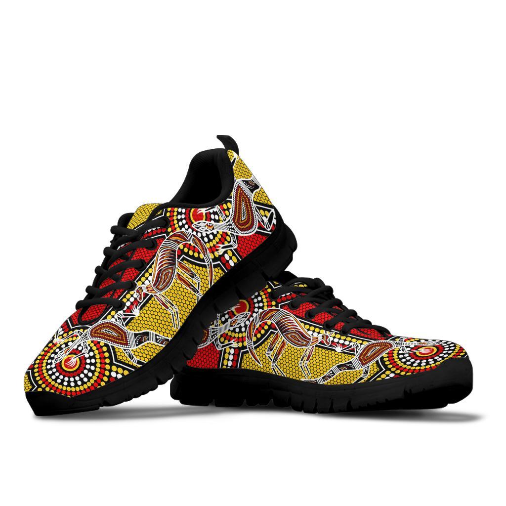 Aboriginal Sneakers, Kangaroo Dot Painting Patterns - Vibe Hoodie Shop