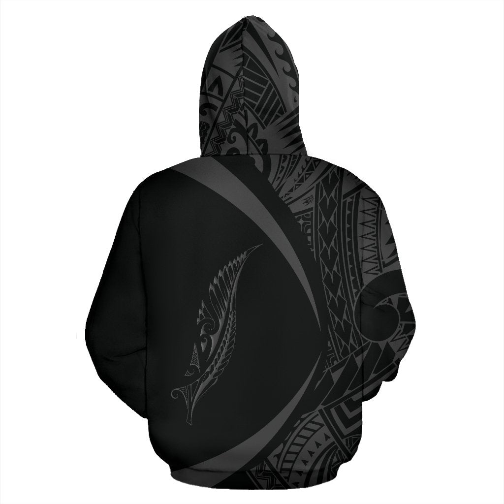 New Zealand Silver Fern Hoodie Maori Tattoo Circle Style - Vibe Hoodie Shop