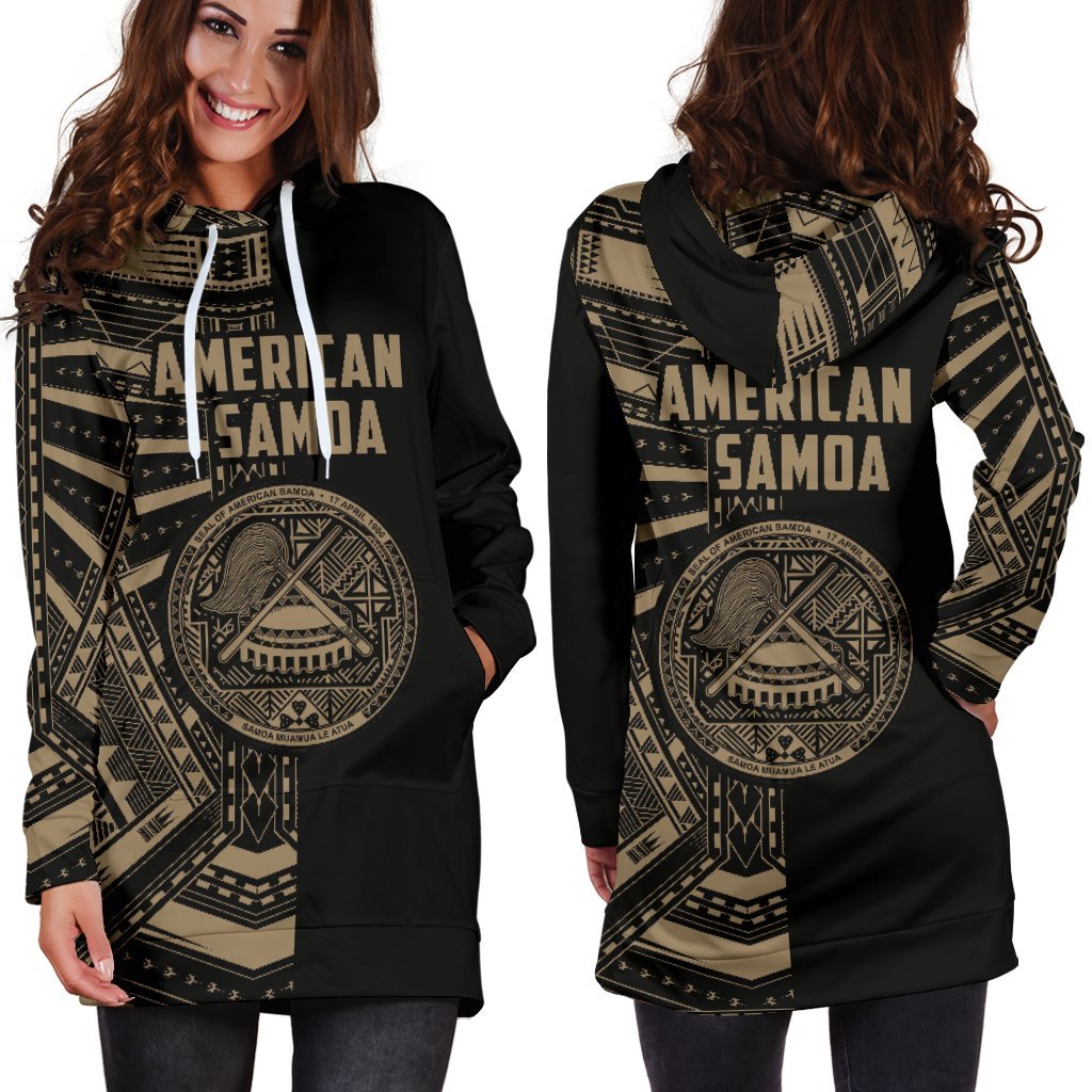 American Samoa Women's Hoodie Dress - Half Style (Gold) - Vibe Hoodie Shop