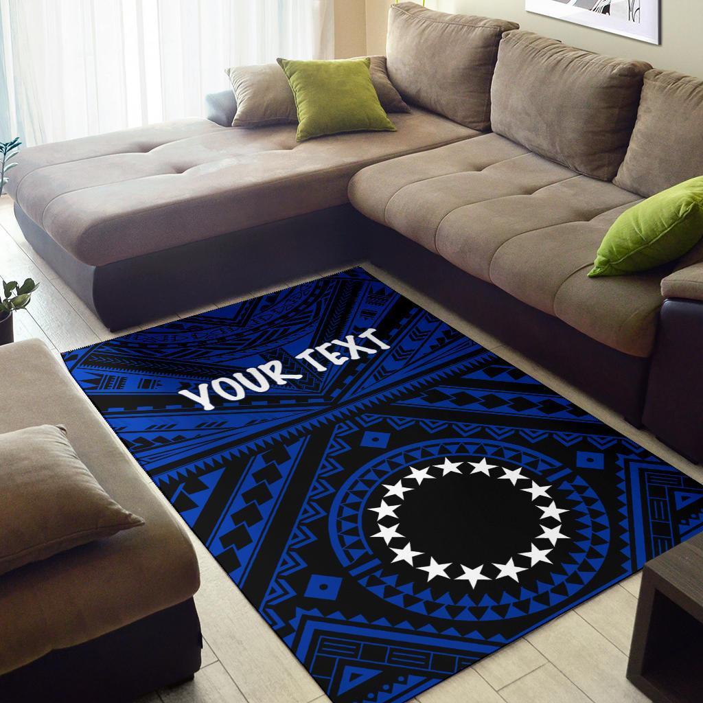 Cook Islands Personalised Area Rug Seal With Polynesian Tattoo Style (Blue) - Vibe Hoodie Shop