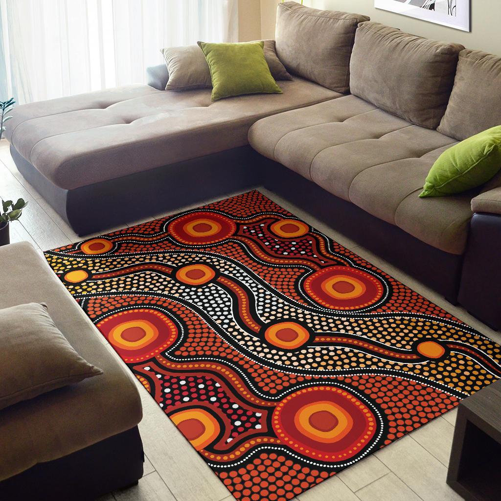 Aboriginal Area Rug - Landscape Circle Dot Painting Art - Vibe Hoodie Shop