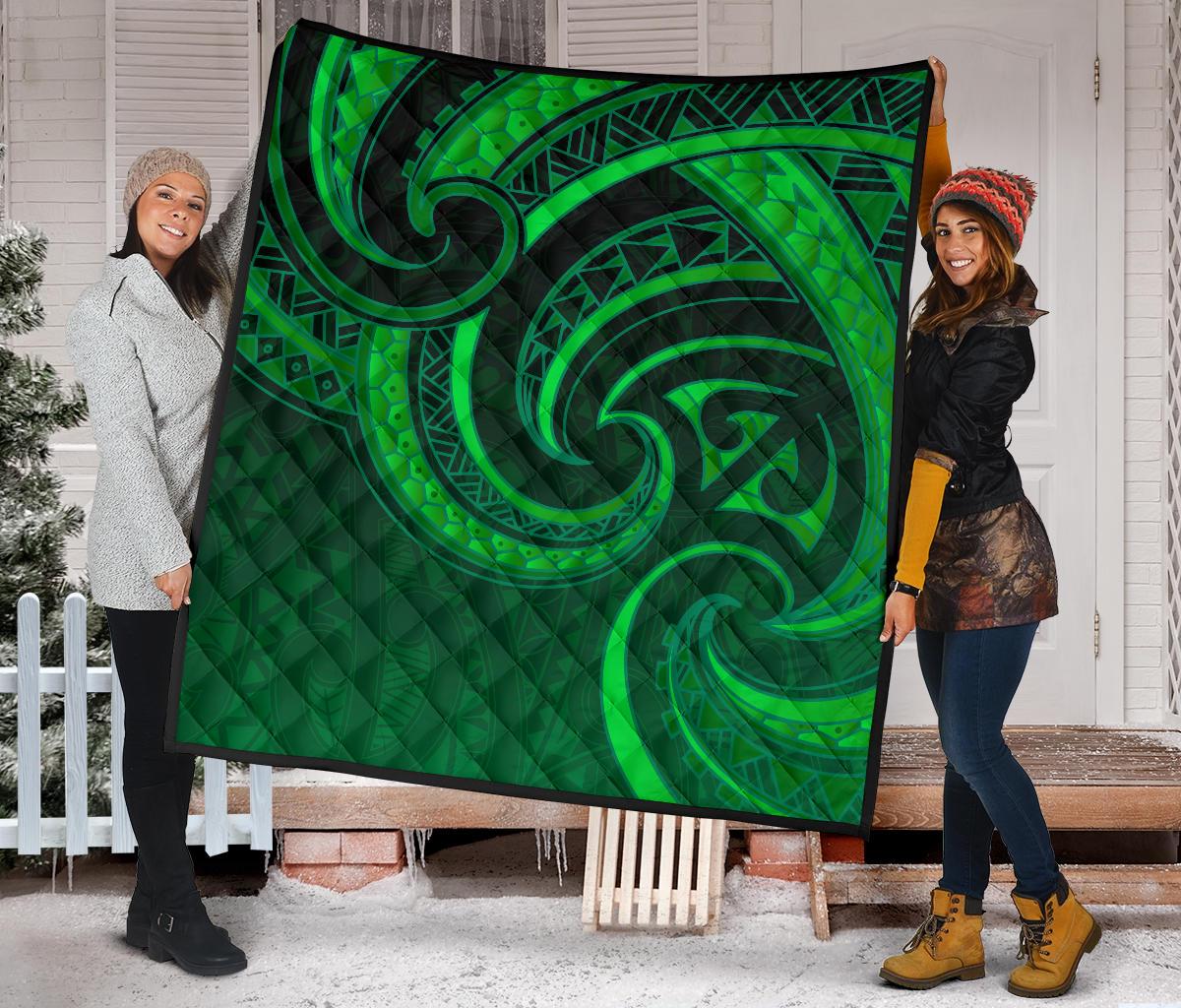 New Zealand Maori Mangopare Premium Quilt Polynesian - Green - Vibe Hoodie Shop