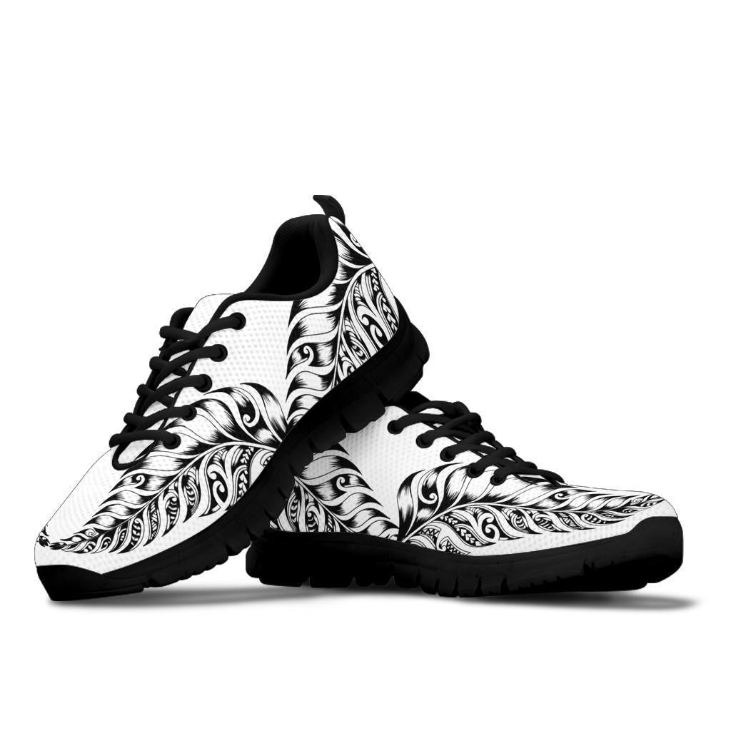 New Zealand Silver Fern Sneakers, Maori Koru Tattoo - Vibe Hoodie Shop