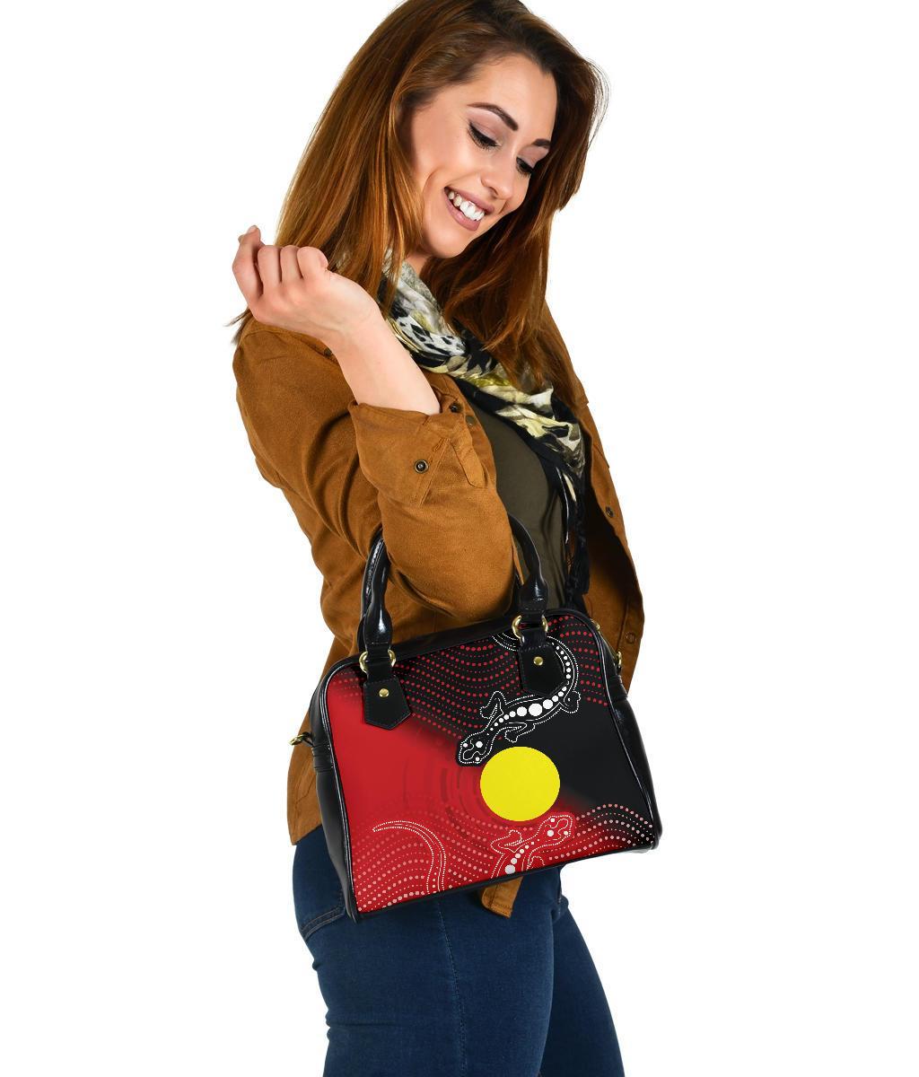 Aboriginal Shoulder Handbag - Two Indigenous Lizard - Vibe Hoodie Shop