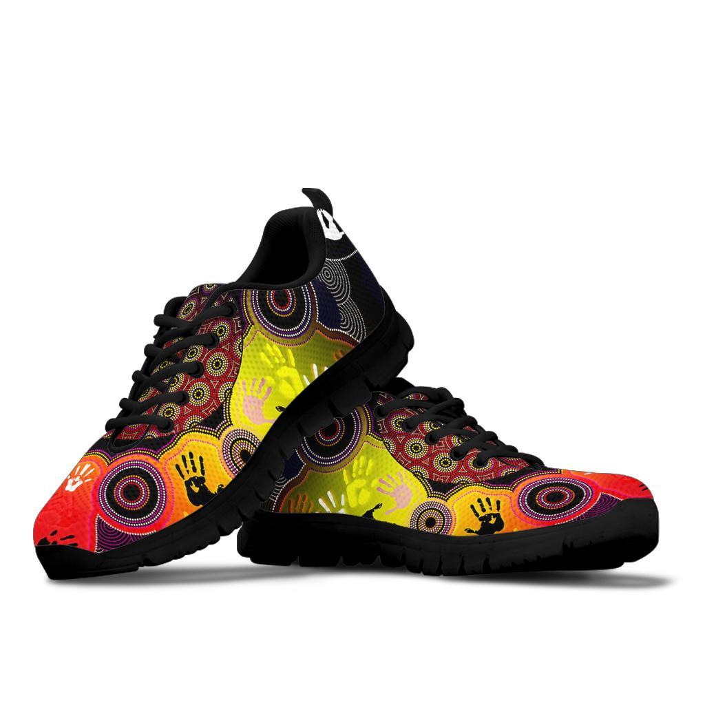 Aboriginal Sneakers, Indigenous Circle Dot Painting Hand Art - Vibe Hoodie Shop