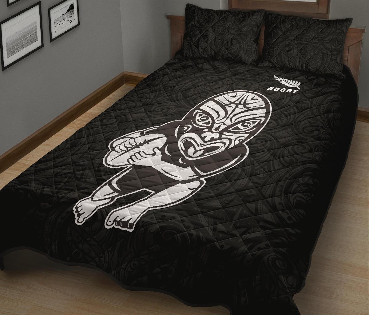Quilt Bed Set New Zealand Rugby with Haka Face - Vibe Hoodie Shop