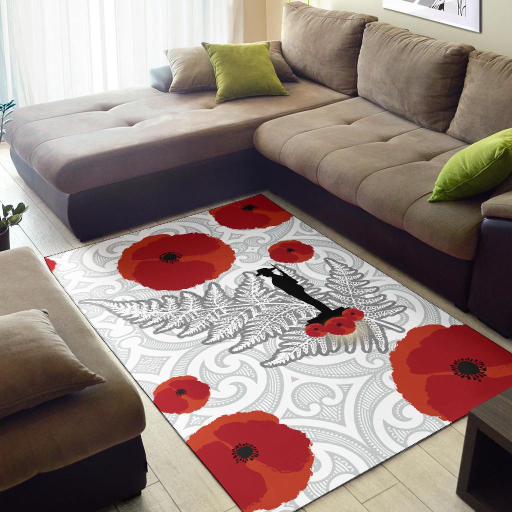 ANZAC Maori Area Rug Silver Fern Lest For Get - Vibe Hoodie Shop