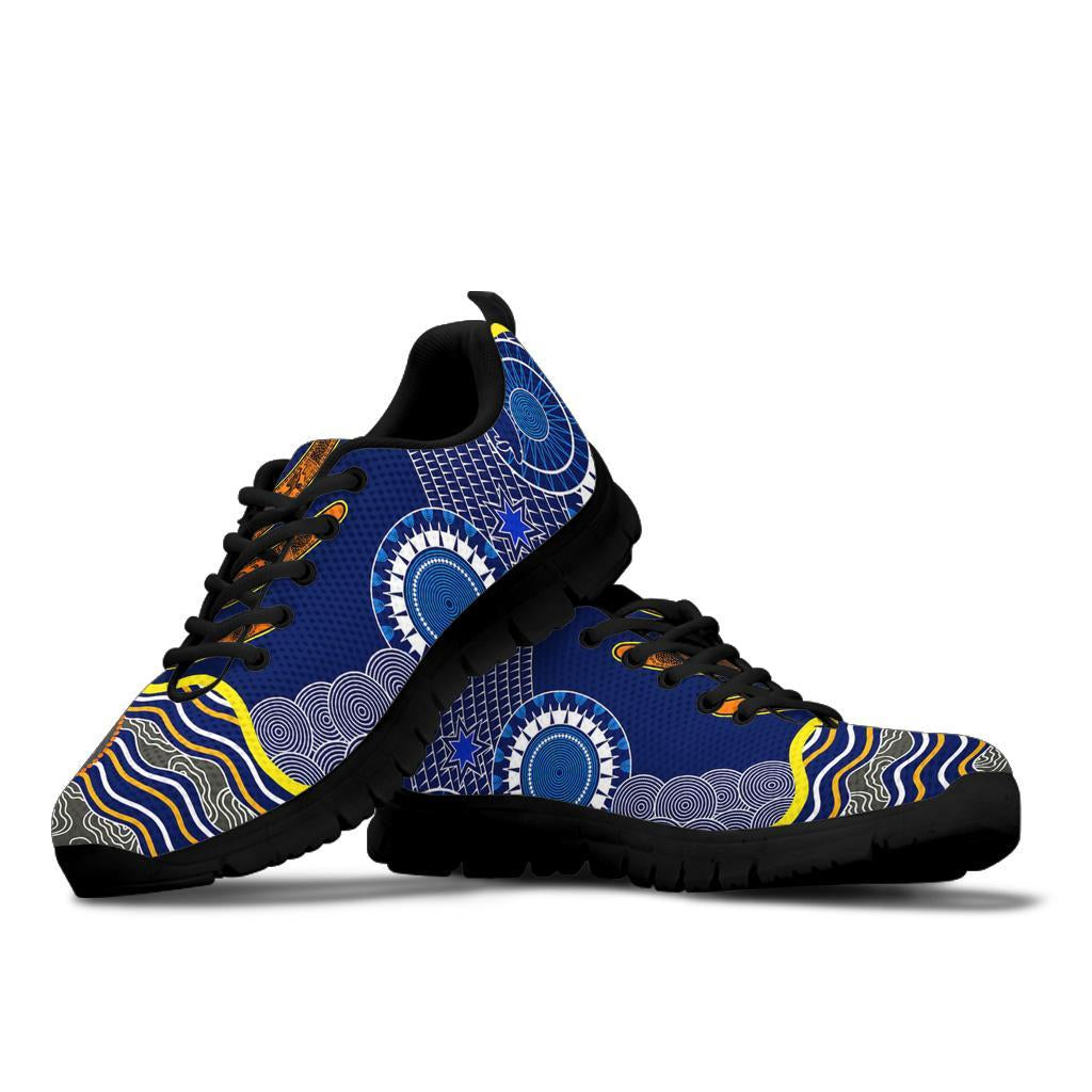 Aboriginal Sneakers, Australian Boomerang Dot Painting Art - Vibe Hoodie Shop