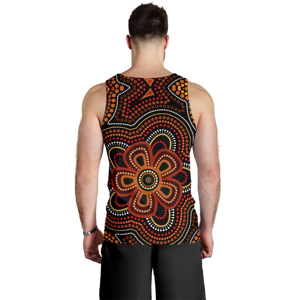 ABoriginal Men's Tank Top - Aboriginal Dot Painting Flowers Style Ver02 - Vibe Hoodie Shop