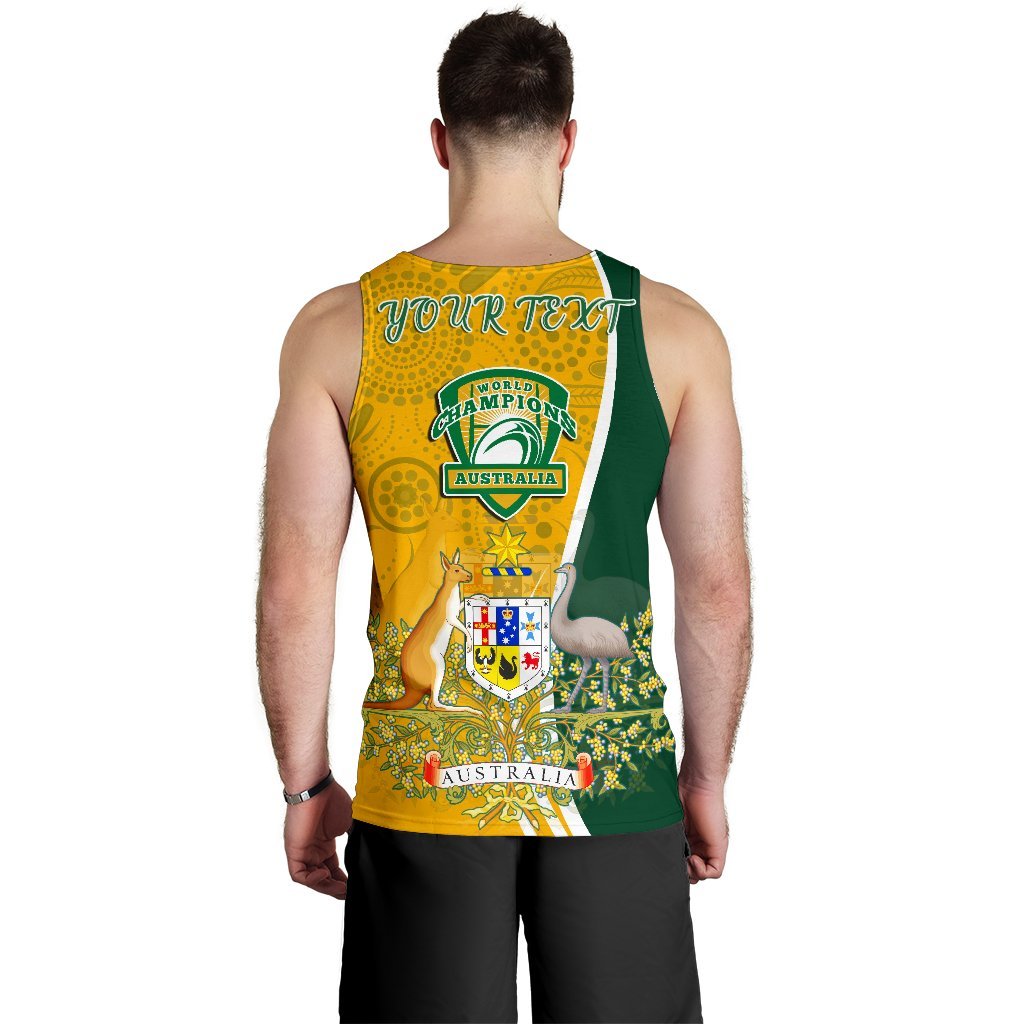 Personalised Men's Tank Top - Australia Coat Of Arm In Rugby Style - Vibe Hoodie Shop