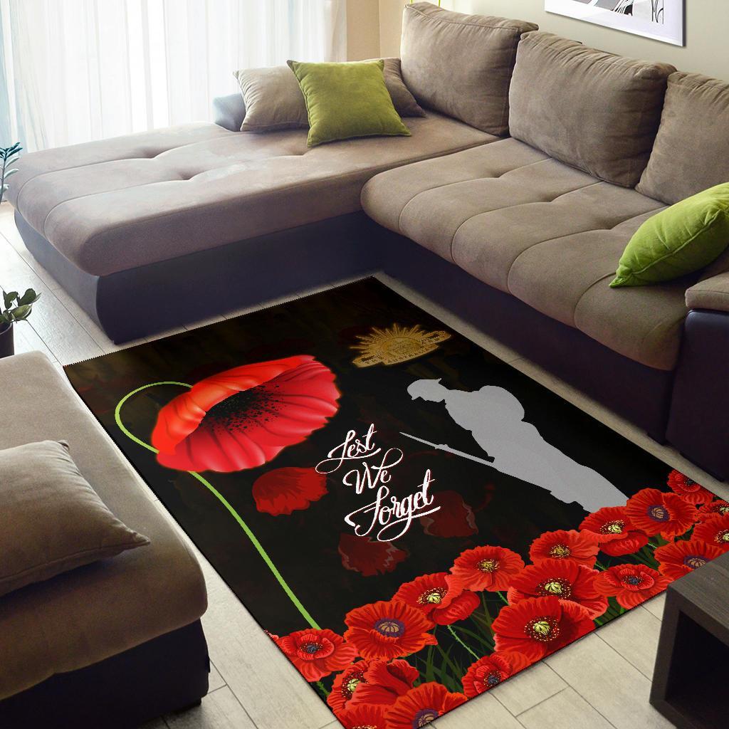 ANZAC Area Rug - Remembrance Poppy Flowers - Vibe Hoodie Shop