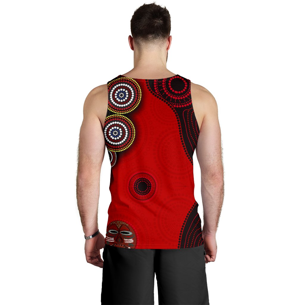 (Custom Text) Aboriginal Men's Tank Top, Australian Map Dots Pattern - Vibe Hoodie Shop