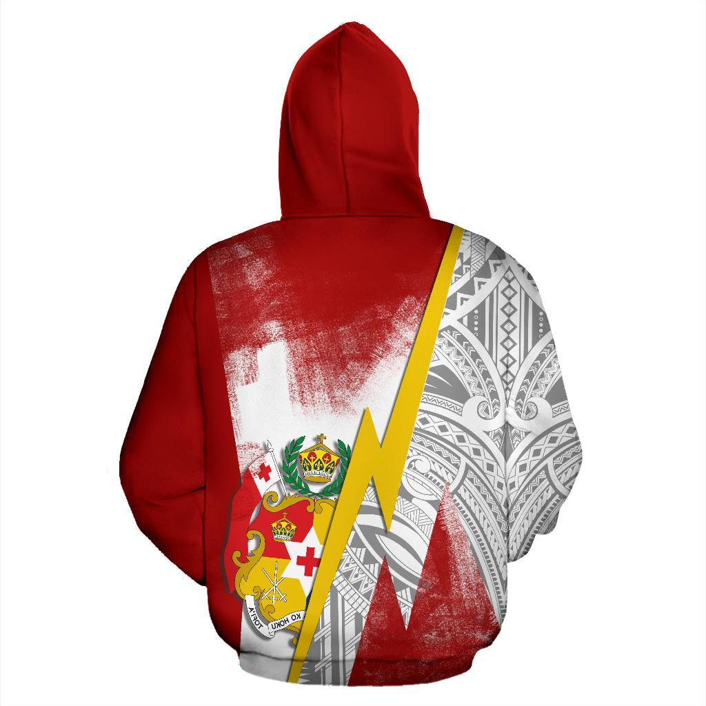 Zip Up Hoodie Tonga Flag With Polynesian Style - Vibe Hoodie Shop