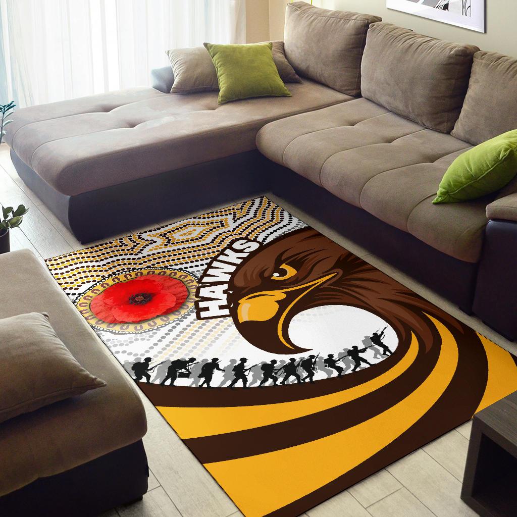 Pride Hawks Area Rug Hawthorn ANZAC Day Aboriginal - Vibe Hoodie Shop