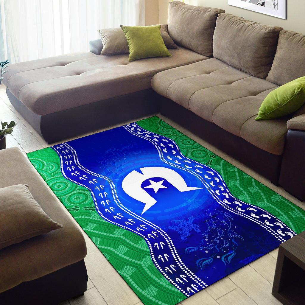 Torres Strait Islanders Area Rug - Torres Symbol With Aboriginal Patterns - Vibe Hoodie Shop