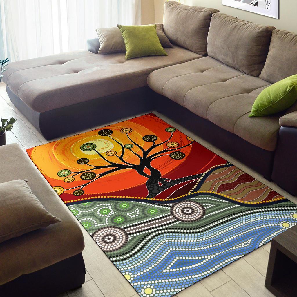 Area Rug - Australian Aboriginal Tree - Vibe Hoodie Shop