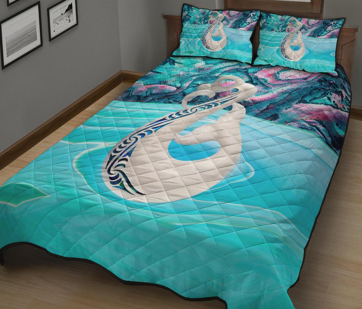 New Zealand Quilt Bed Set, Maori Manaia And Paua Shell Quilt Pillow Cover - Vibe Hoodie Shop