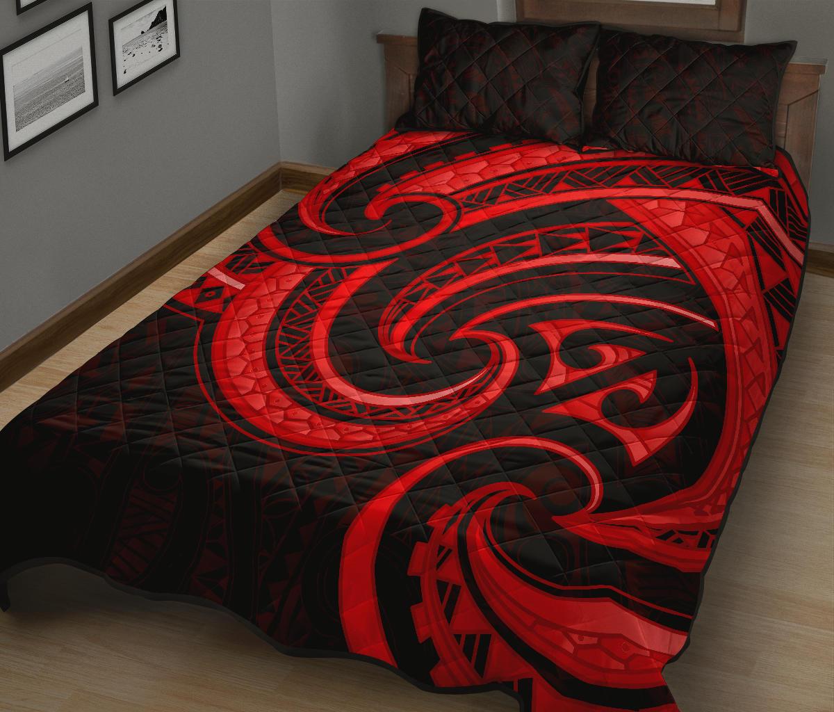 New Zealand Maori Mangopare Quilt Bed Set Polynesian - Red - Vibe Hoodie Shop