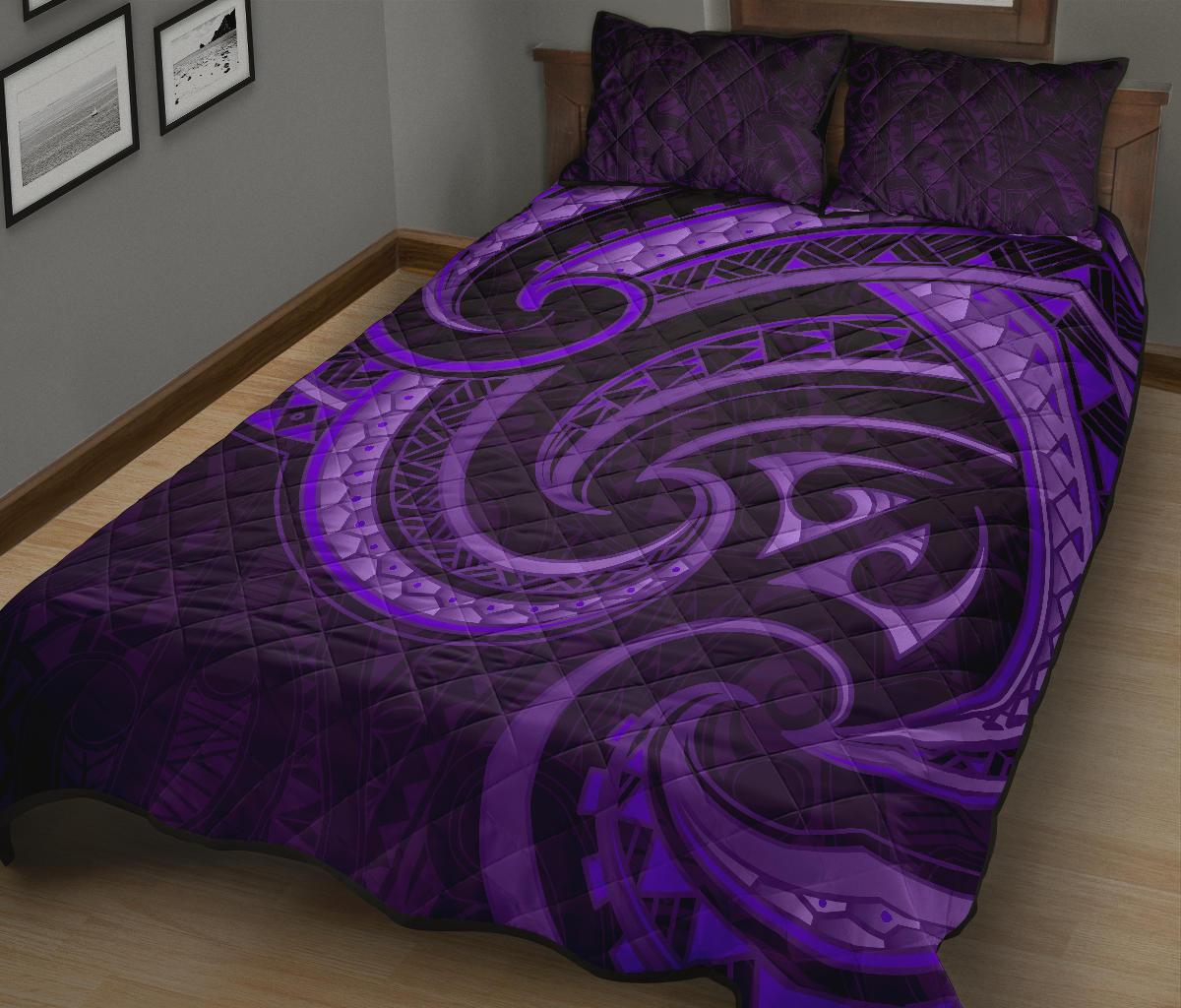 New Zealand Maori Mangopare Quilt Bed Set Polynesian - Purple - Vibe Hoodie Shop