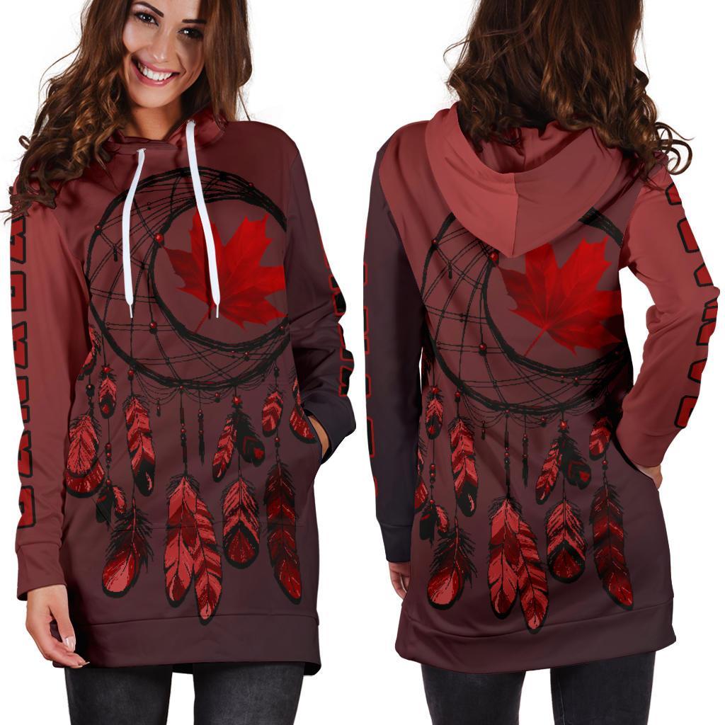 Canada Maple Leaf Dreamcatcher Hoodie Dress - Vibe Hoodie Shop