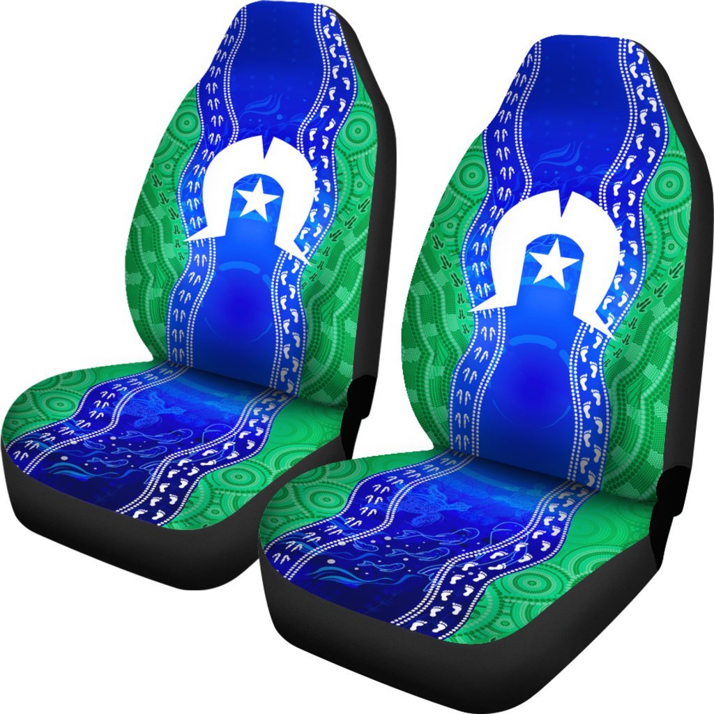 Torres Strait Islanders Car Seat Covers - Torres Symbol With Aboriginal Patterns - Vibe Hoodie Shop