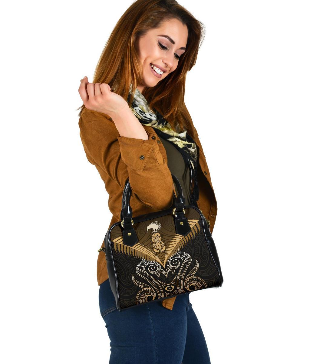 Maori Manaia New Zealand Shoulder Handbag Gold - Vibe Hoodie Shop