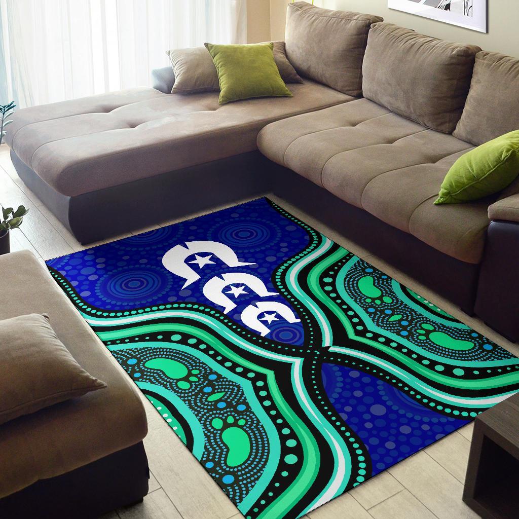 Torres Strait Area Rug - Torres Strait Symbol And Aboriginal Patterns - Vibe Hoodie Shop