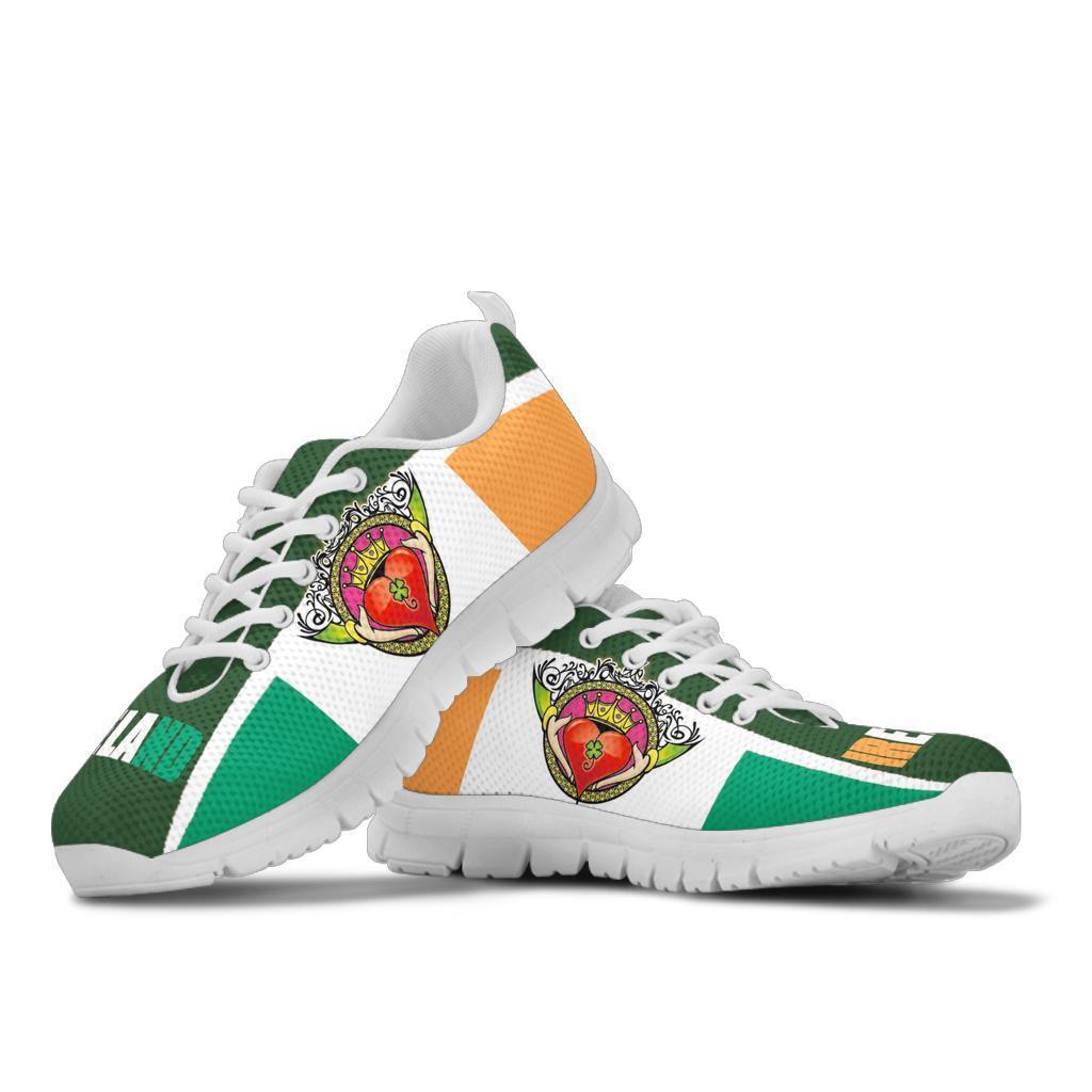 Celtic Ireland Sneakers - Ireland Flag With Claddagh Ring - Vibe Hoodie Shop