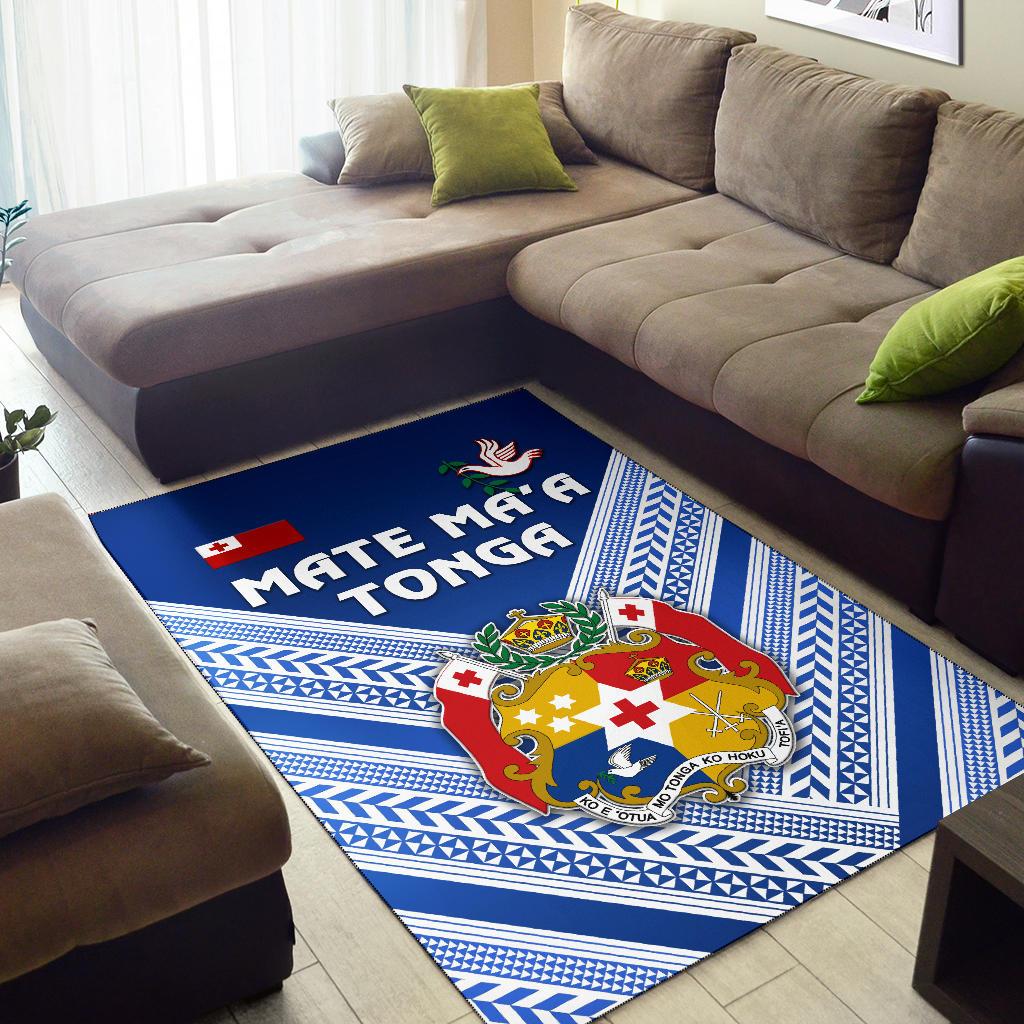 Mate Ma'a Tonga Rugby Area Rug Polynesian Creative Style - Blue - Vibe Hoodie Shop