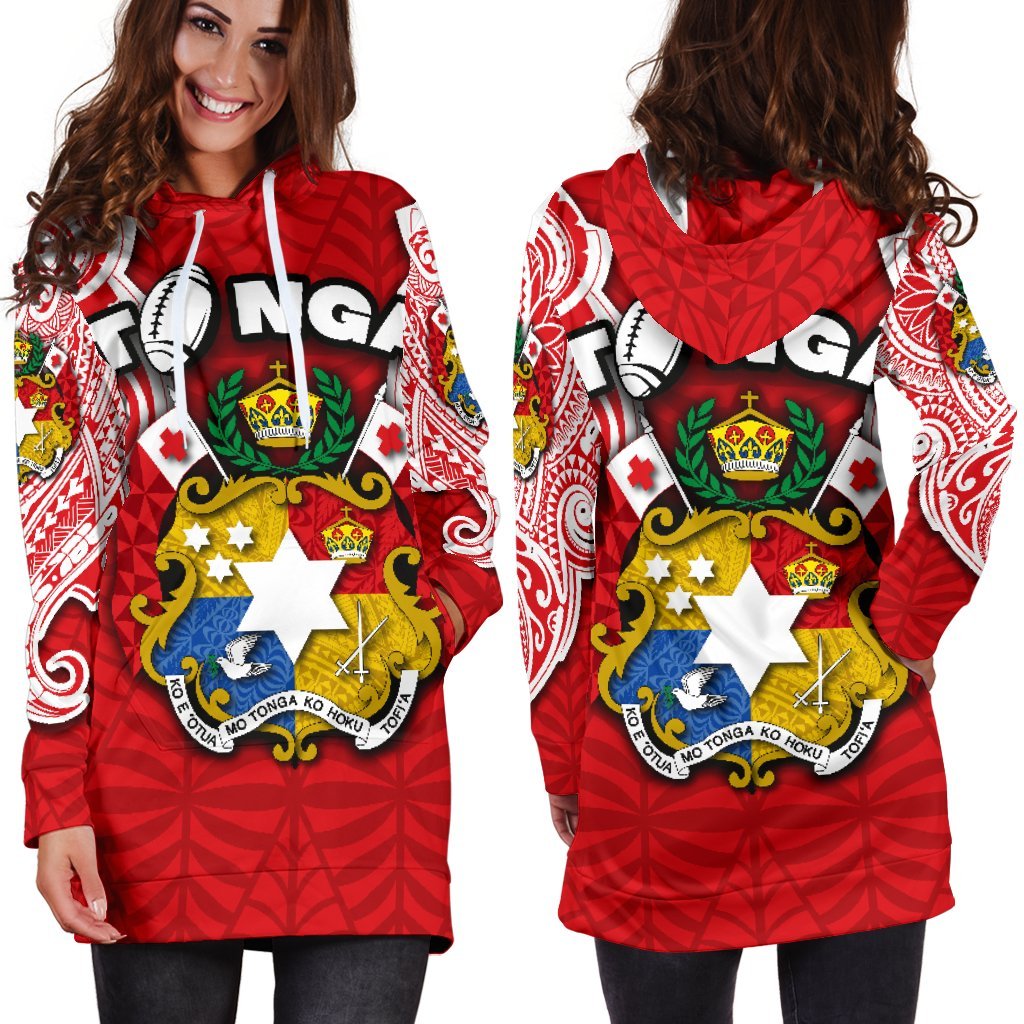 (Custom Personalised) Tonga Rugby Women's Hoodie Dress Royal Style - Vibe Hoodie Shop