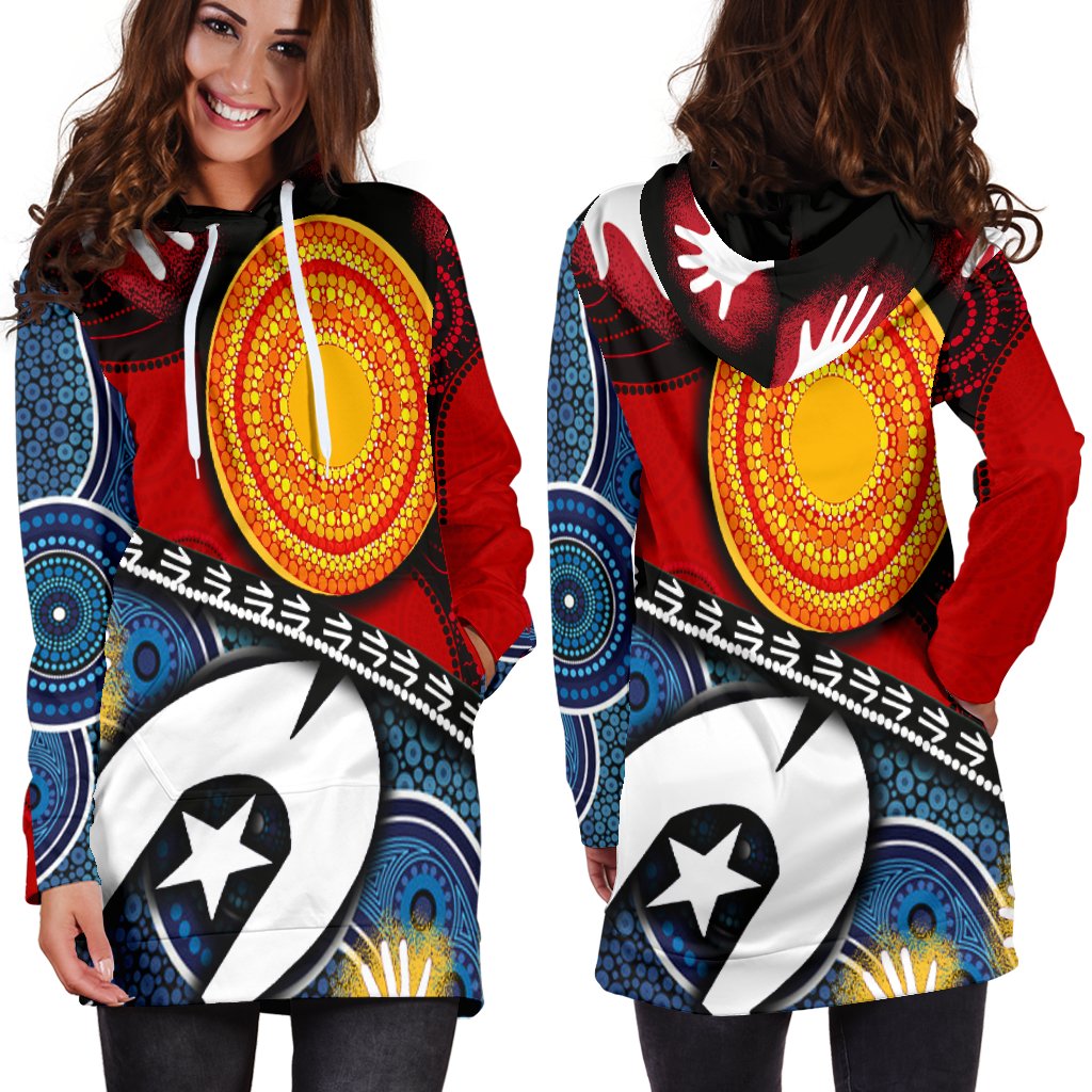 Hoodie Dress - Australian NAIDOC Aboriginal  and Torres Strait Islands Flags - Vibe Hoodie Shop