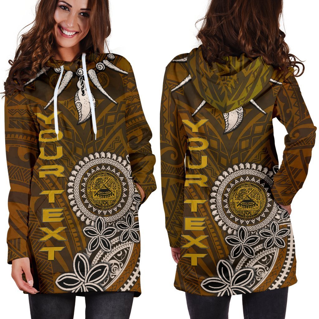 American Samoa Custom Personalised Women's Hoodie Dress - Polynesian Boar Tusk - Vibe Hoodie Shop