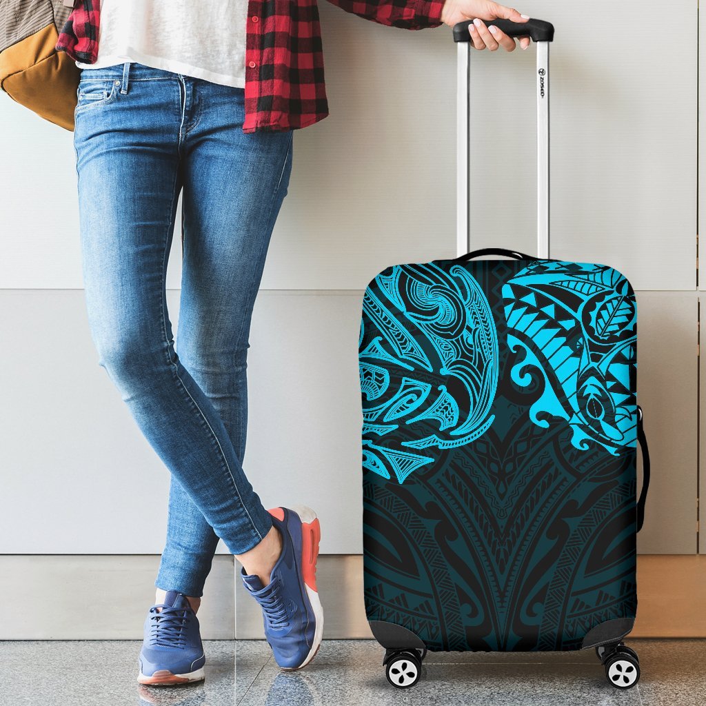 New Zealand Luggage Covers, Maori Polynesian Tattoo Blue - Vibe Hoodie Shop