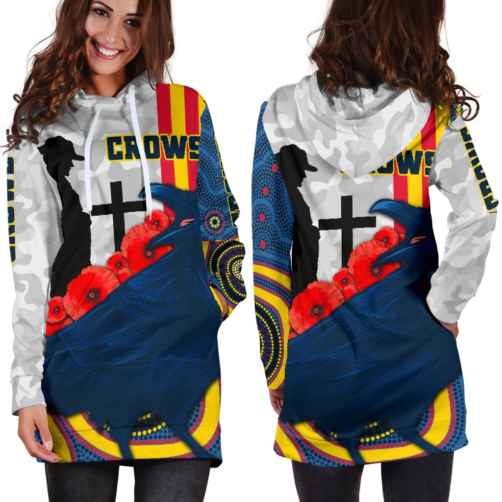 Adelaide Women's Hoodie Dress Special Crows ANZAC Day - Vibe Hoodie Shop