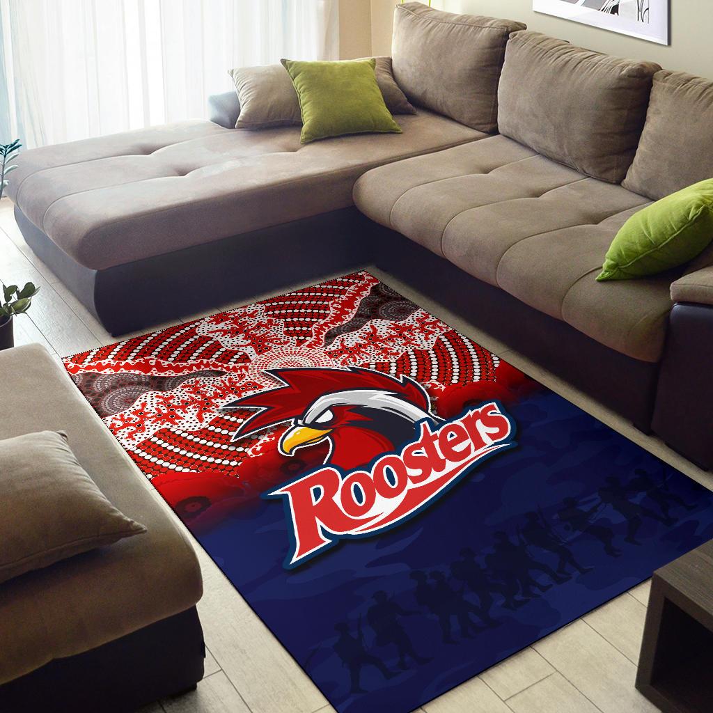 Roosters Area Rug ANZAC Day Aboriginal - Vibe Hoodie Shop