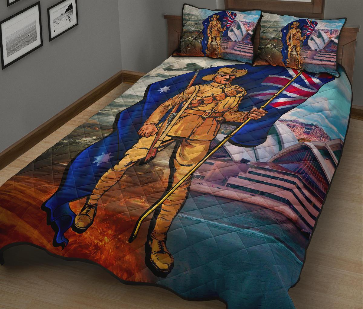 ANZAC Quilt Bed Set - Australian Soldier - Vibe Hoodie Shop