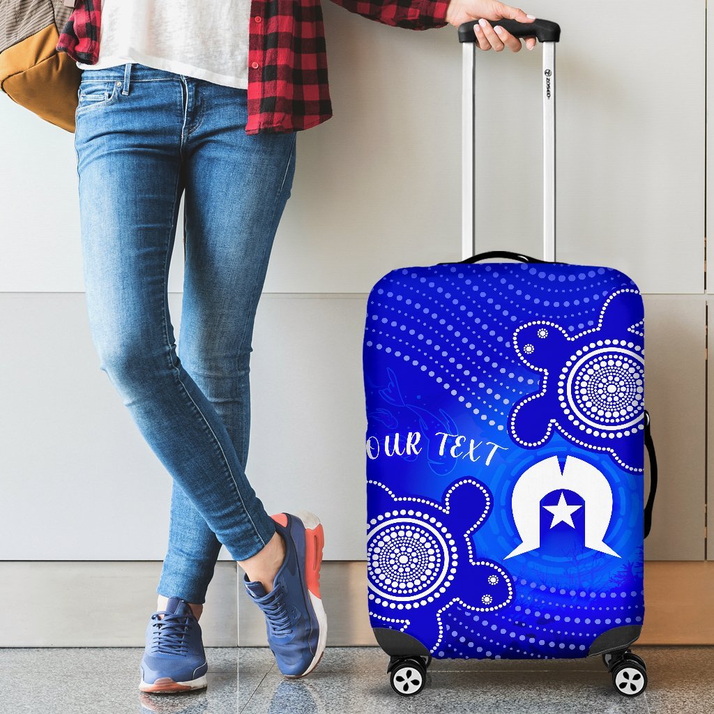 Custom Torres Strait Islanders Luggage Covers - Torres Symbol With Indigenous Turtle - Vibe Hoodie Shop