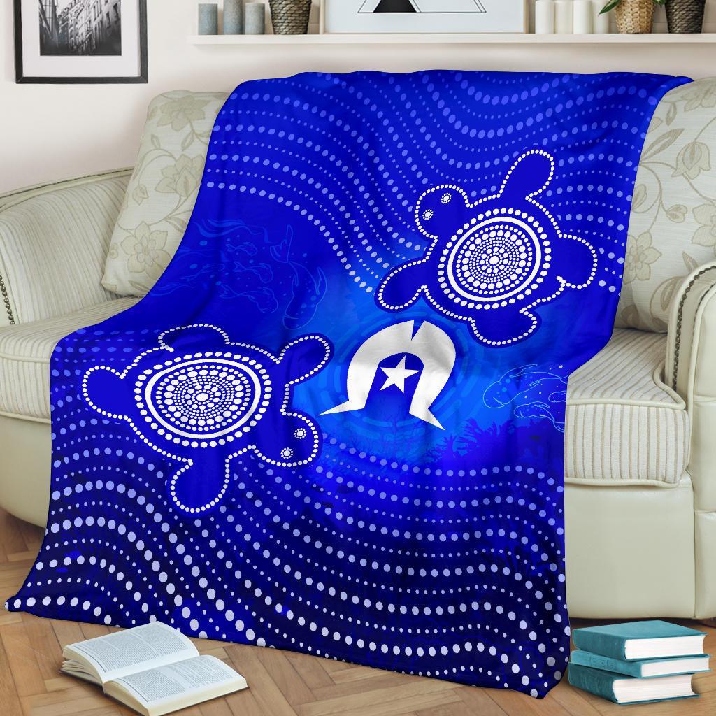 Torres Strait Islanders Premium Blanket - Torres Symbol With Turtle - Vibe Hoodie Shop