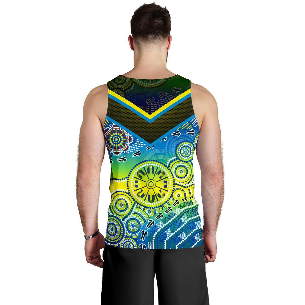 Aboriginal Tank Top - Dot Painting Indigenous Circle Patterns - Vibe Hoodie Shop