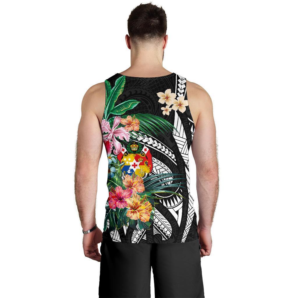 Tonga Men's Tank Top Coat Of Arms Polynesian With Hibiscus - Vibe Hoodie Shop