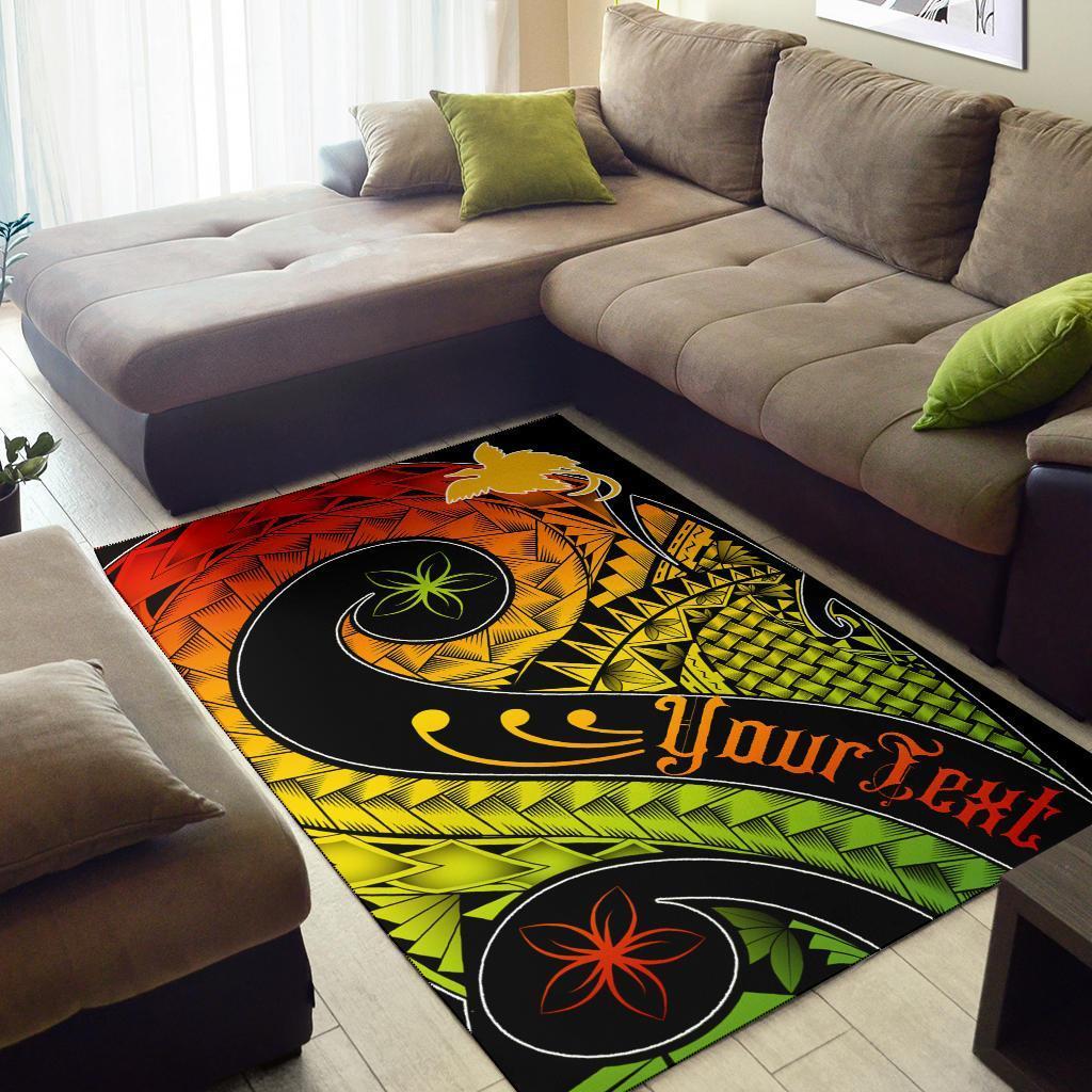 Papua New Guinea Personalised Area Rug - PNG Bird And Polynesian Decorative Pattern - Vibe Hoodie Shop